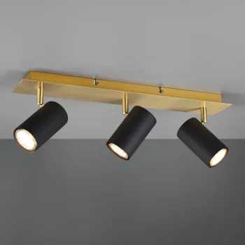 Plafoniera Marley, TRIO, 48x9x15 cm, 35W, 3x GU10, metal, negru/auriu imagine