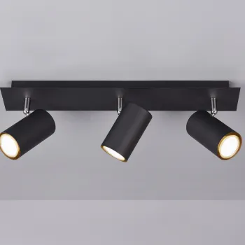 Plafoniera Marley, TRIO, 48x9x15 cm, 35W, 3x GU10, metal, negru mat imagine