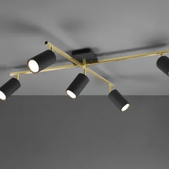 Plafoniera Marley, TRIO, 77.4x57.4x22.4 cm, 35W, 5x GU10, metal, negru/auriu imagine