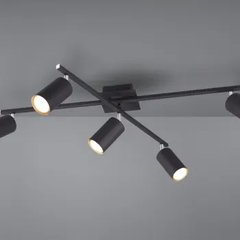 Plafoniera Marley, TRIO, 77.4x57.4x22.4 cm, 35W, 5x GU10, metal, negru mat imagine