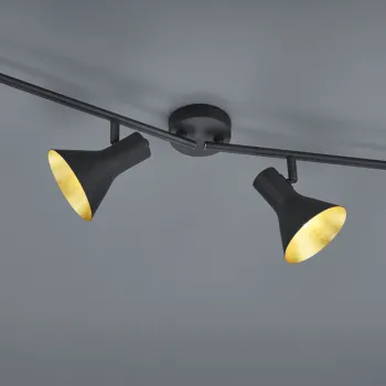 Plafoniera Nina, RL, 84.5x11x21 cm, 40W, 4x E14, metal, negru/auriu imagine