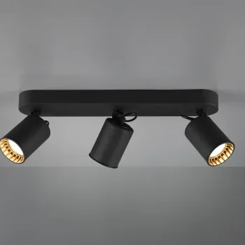 Plafoniera Pago, TRIO, 41x7x15 cm, 35W, 3x GU10, metal, negru mat imagine