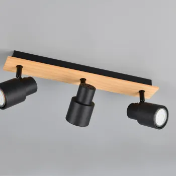 Plafoniera Pierre, RL, 40x6x15 cm, 10W, 3x GU10, metal, negru mat/natur imagine