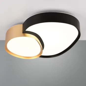 Plafoniera Rise, TRIO, 40x37.7x8 cm, 21W, 1x SMD, metal, negru/auriu imagine