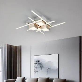 Plafoniera Roger, TRIO, 70x70x11.5 cm, 35W, 1x SMD, metal, maro imagine