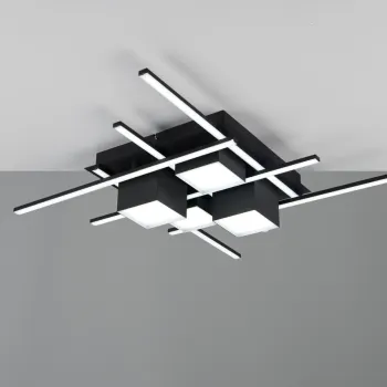 Plafoniera Roger, TRIO, 70x70x11.5 cm, 35W, 1x SMD, metal, negru mat imagine