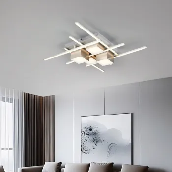 Plafoniera Roger, TRIO, 70x70x11.5 cm, 35W, 1x SMD, metal, nichel mat imagine