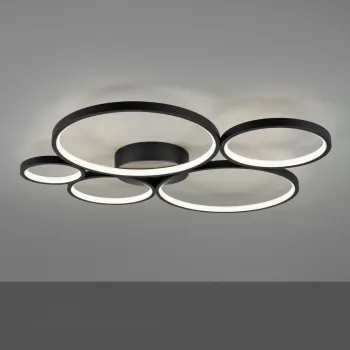 Plafoniera Rondo, TRIO, 59x53x5.5 cm, 49W, 1x SMD, metal, negru mat imagine