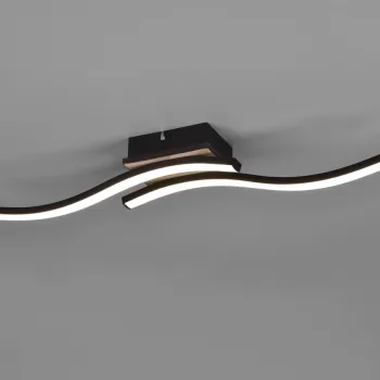 Plafoniera Route, RL, 56x9x7 cm, 5W, 2x SMD, MDF, natur/negru imagine