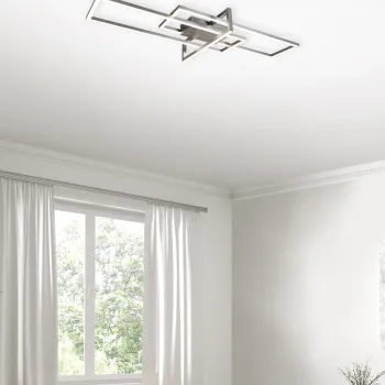 Plafoniera Salinas, TRIO, 100x40x11.5 cm, 34W, 1x SMD, metal, argintiu mat imagine