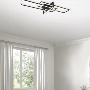 Plafoniera Salinas, TRIO, 100x40x11.5 cm, 34W, 1x SMD, metal, negru mat imagine