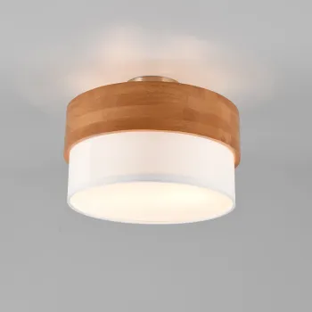 Plafoniera Seasons, TRIO, 30x22 cm, 40W, 2x E14, lemn/textil, natur/alb imagine