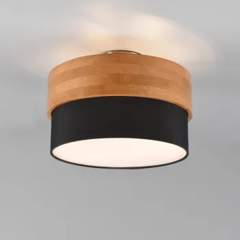 Plafoniera Seasons, TRIO, 30x22 cm, 40W, 2x E14, lemn/textil, natur/negru imagine