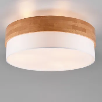 Plafoniera Seasons, TRIO, 50x21 cm, 40W, 3x E27, lemn/textil, natur/alb imagine