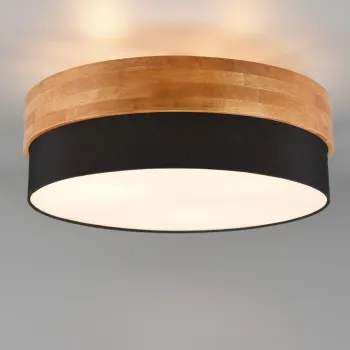 Plafoniera Seasons, TRIO, 50x21 cm, 40W, 3x E27, lemn/textil, natur/negru imagine