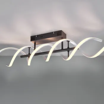 Plafoniera Sequence, TRIO, 90x14.5x20.5 cm, 41W, 1x SMD, aluminiu, negru/argintiu lucios imagine