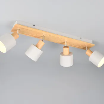 Plafoniera Shanti, TRIO, 60.5x17.5x19.5 cm, 10W, 4x E14, metal, gri/natur imagine