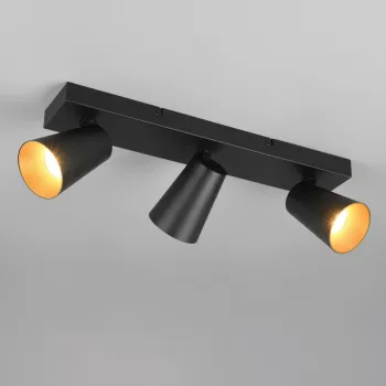 Plafoniera Sharp, TRIO, 46x8.5x16 cm, 10W, 3x GU10, metal, negru mat imagine
