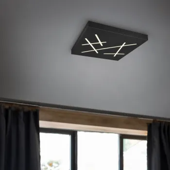 Plafoniera Snip, TRIO, 50x50x5 cm, 24W, 1x SMD, metal, negru mat imagine