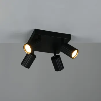 Plafoniera Soka, TRIO, 20x20x14.5 cm, 10W, 4x GU10, metal, negru mat imagine