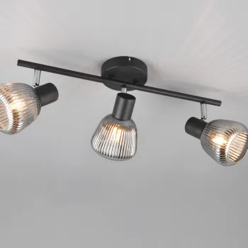 Plafoniera Tarifa, TRIO, 47.5x19 cm, 10W, 3x E14, metal, negru mat/argintiu imagine