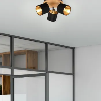 Plafoniera Tommy, RL, 25x12x22.5 cm, 28W, 3x E14, metal, negru/natur imagine