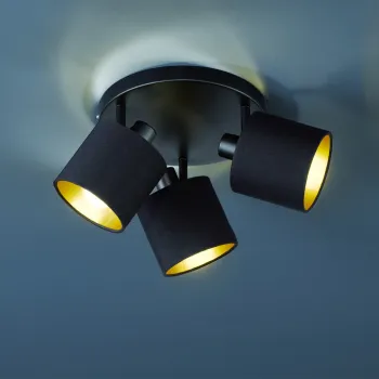 Plafoniera Tommy, RL, 25x19 cm, 28W, 3x E14, metal, negru mat imagine