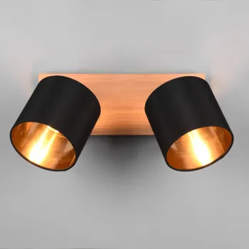 Plafoniera Tommy, RL, 30x12x19.5 cm, 28W, 2x E14, metal, negru/natur imagine