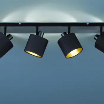 Plafoniera Tommy, RL, 70x17.6x19 cm, 28W, 4x E14, metal, negru mat imagine