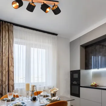 Plafoniera Tommy, RL, 72x12x19.5 cm, 28W, 4x E14, metal, negru/natur imagine