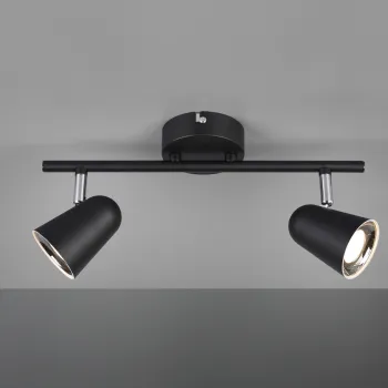 Plafoniera Toulouse, RL, 34x9x17 cm, 3.5W, 2x SMD, plastic, negru mat/argintiu imagine