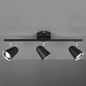 Plafoniera Toulouse, RL, 48x9x17 cm, 3.5W, 3x SMD, plastic, negru mat/argintiu imagine