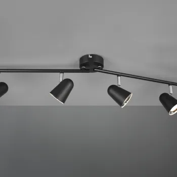 Plafoniera Toulouse, RL, 78x9x17 cm, 3.5W, 4x SMD, plastic, negru mat/argintiu imagine