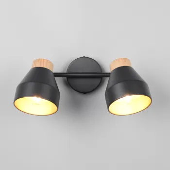 Plafoniera Valentin, RL, 32x15x21 cm, 10W, 2x E14, metal, negru mat/natur imagine