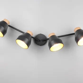 Plafoniera Valentin, RL, 71.5x15x22 cm, 10W, 4x E14, metal, negru mat/natur imagine