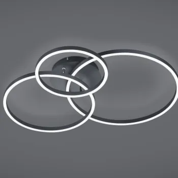 Plafoniera Winona, TRIO, 78x60x11.5 cm, 28W / 10W, 2x SMD, metal, negru mat imagine