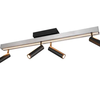 Plafoniera Zeno, TRIO, 133x8.5x15 cm, 5.5W, 12W, 4x SMD, 1x SMD, metal, argintiu lucios/negru imagine