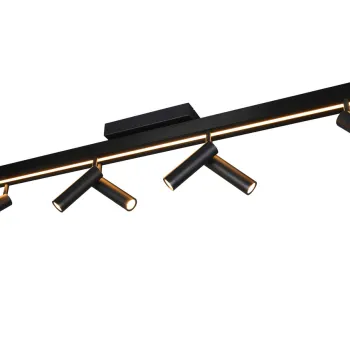 Plafoniera Zeno, TRIO, 180x8.5x15 cm, 5.5W, 18W, 6x SMD, 1x SMD, metal, negru mat imagine