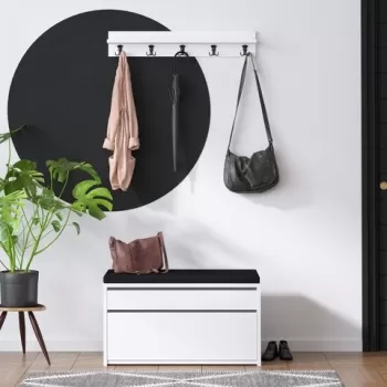 Pnatofar si cuier, Emerlad, Dory, pal melaminat, alb/negru imagine