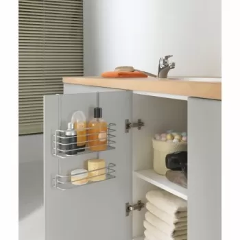 Polita suspendabila dubla pentru baie/bucatarie Oasis, Metaltex ,26x12x36 cm, metal/invelis de polytherm, argintiu imagine