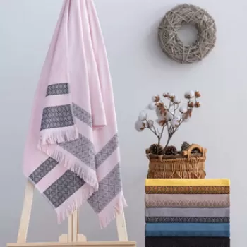 Prosop de baie, Cotton Box, Twins, Bumbac, Roz pudra imagine