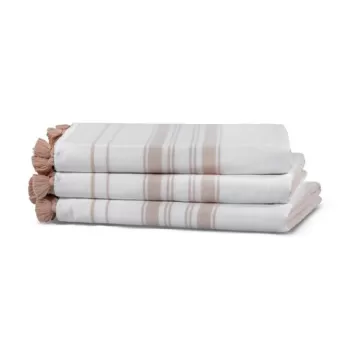 Prosop de maini, L'appartement , One Side Striped, Bumbac, Alb/Maro imagine