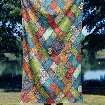 Prosop de plaja, Astacura, Ethnic 70, 70x130 cm, Poliester/Poliamida, Multicolor imagine