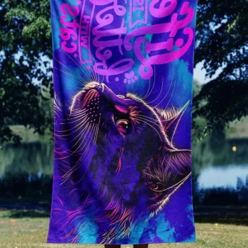 Prosop de plaja, Astacura, Life With Cats 70, 70x130 cm, Poliester/Poliamida, Multicolor imagine