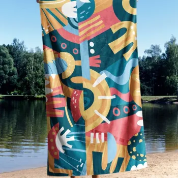 Prosop de plaja, Astacura, Move Like Matisse 90, 90x150 cm, Poliester/Poliamida, Multicolor imagine