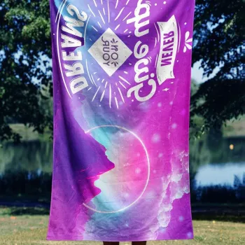 Prosop de plaja, Astacura, Never Give Up 70, 70x130 cm, Poliester/Poliamida, Multicolor imagine