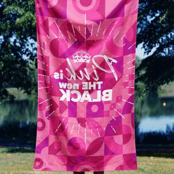 Prosop de plaja, Astacura, Pink is The New Black 90, 90x150 cm, Poliester/Poliamida, Multicolor imagine