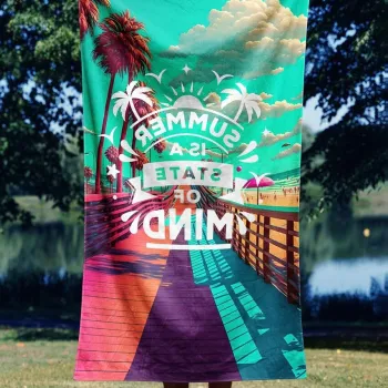 Prosop de plaja, Astacura, Summer is State of Mind 90, 90x150 cm, Poliester/Poliamida, Multicolor imagine