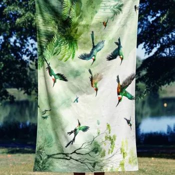 Prosop de plaja, Astacura, Water Color Jungle 70, 70x130 cm, Poliester/Poliamida, Multicolor imagine