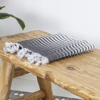 Prosop de plaja, Clovis, Alagra, 100x170 cm, Bumbac, Negru imagine